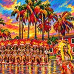 Arte digital EduNewton – índias do Bumba Meu Boi no Convento das Mercês