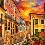 Arte digital EduNewton – casarões na Rua do Giz, São Luís